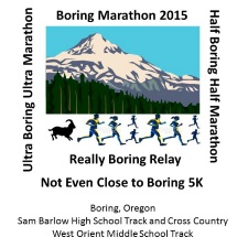 2015 Boring Marathon, Half Boring Marathon, Ultra Boring 50K, Marathon Relay, 5K Logo